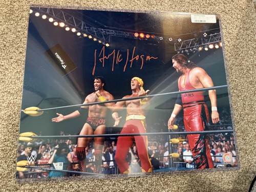Foto autografiada de Hulk Hogan de la WWE Fanáticos de la lucha libre del Salón de la Fama del Nuevo Orden Mundial 16x20