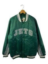 STARTER York Jets Satin Varsity Jacket L Green Unisex Baseball Coat