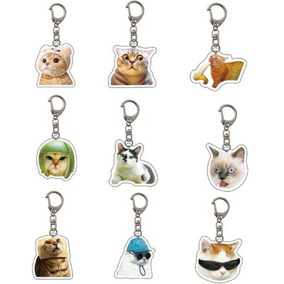 Fashionable Cat Expression Keychain Unique Acrylic Bag Pendant Keyring for Wome