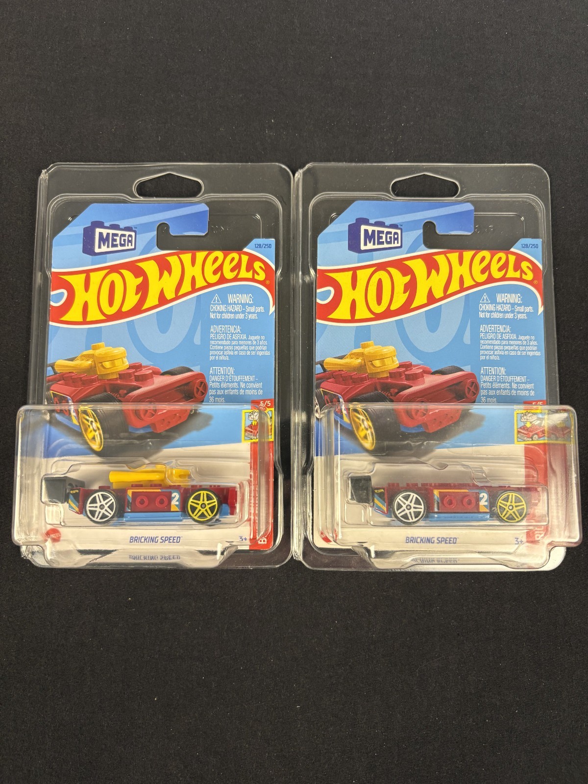 2023 HOT WHEELS FACTORY ERROR NO RIDER BRICKING SPEED MEGA 128/250 W/ PROTECTORS