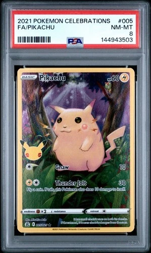 2021 Pokemon Celebrations Full Art Pikachu #005 PSA 8 NM-MT
