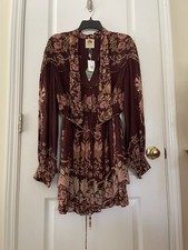 NWT $260 Farm Rio Bella Mini Dress in Bella Burgundy Size M Pretty!