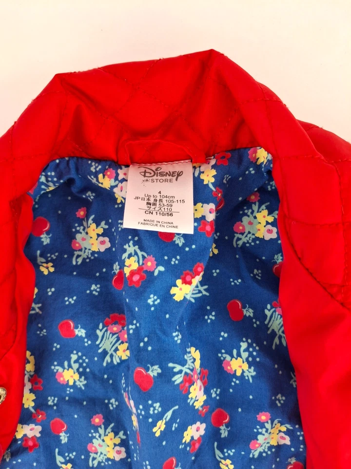Disney Snow White Winter Red Quilted Floral Jacket Girls Size 4 - Image 4 of 4