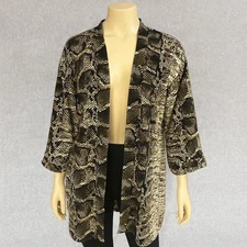 Womens Snake Print Kimono Jacket Attitudes By Renee Open Front Relaxed Fit