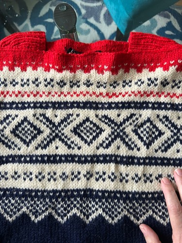 VTG Norse Knits Fair Isle Sweater Norway Made Hand Knit Mens L Wool Ski 1960’s, $89.99 - Photo 14