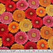 Fabric Traditions 2020 Bright Florals on Black Cotton Fabric by the HALF YARD