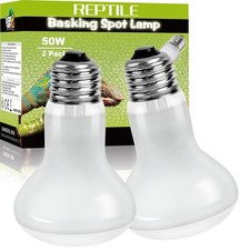 Reptile Heat Lamp Bulbs 50W, UVA Daylight Basking Bulbs 2 Pack