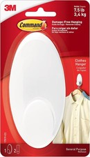 Large White Clothes Hangers 1 Hook 2 Strips Adhesive Wall For Coat