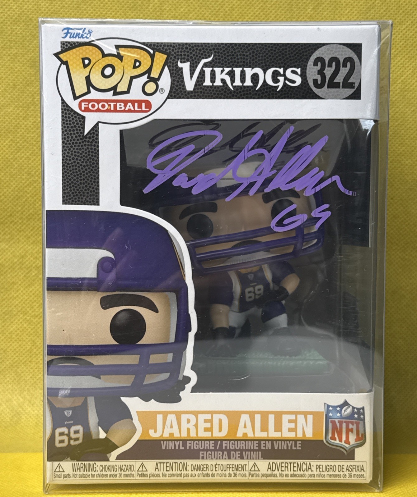 Jared Allen Autographed Signed Funko Pop #322 Minnesota Vikings COA Hologram