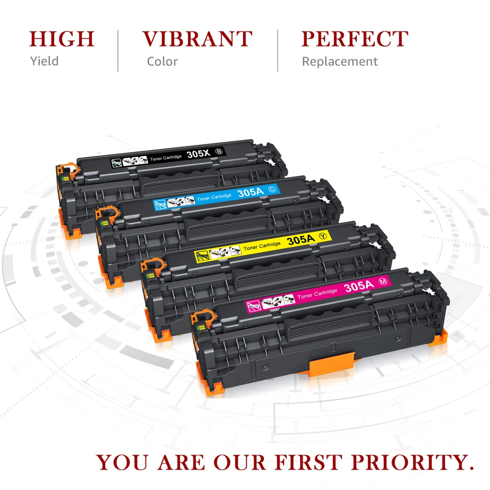 4PK CE410A CE411A CE412A CE413A Toner Set for HP 305A Laserjet Pro 400 M475 M451 - Image 4 of 4