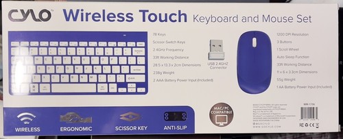 Wireless Keyboard Mouse CYLO Metallic Blue Combo Set Factory Sealed ￼ - Picture 2 of 3