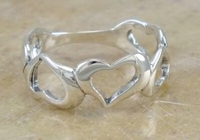 PRETTY .925 STERLING SILVER HEART BAND RING size 9 style r2175