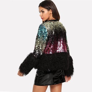 Office Outwear Wear Warm Jakke Dekoreret Sequins New Kvinders Style wtq4ExPX