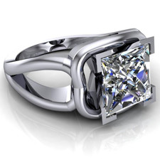 Simulated 2.05 CT Princess Shape White Sapphire Engagement Ring In 935 Silver