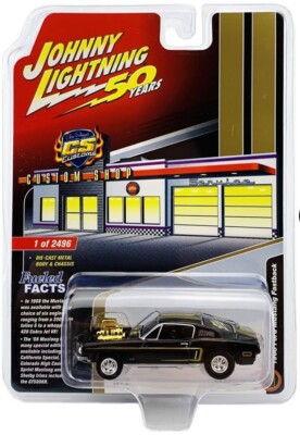 Johnny Lightning 1/64 1968 Ford Mustang Fastback Black & Gold CS Customs 1/2496