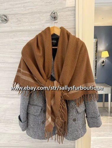 Sallys Pure Mongolian Knitted Cashmere Scarf Wrap Shawl 130 * 130cm Tassels - Picture 3 of 43