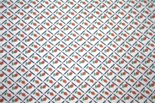 ORANGE FLOWERS IN NAVY DIAMONDS BY jOAN KESSLER - 100% COTTON FABRIC