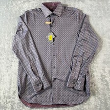 Visconti Black Shirt Men Size Small Paisley Geometric Casual Office CoolTouch