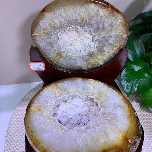 Agata naturale 19 libbre geode cornucopia cristallo quarzo esemplare guarigione + supporto - Foto 2 di 8