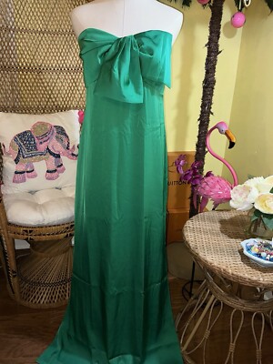 Carlynn Satin Maxi Bow Dress 10 / Fiddle Leaf Green