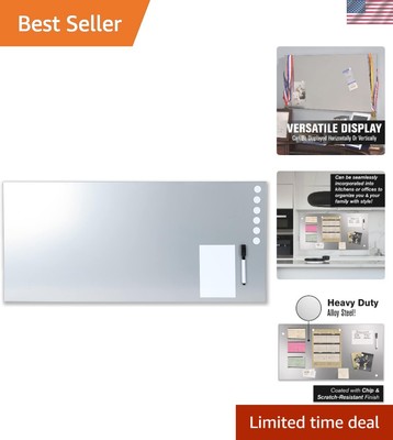 by BankSupplies Magnetic Bulletin Board | 30 x 14 Inches | Silver | Includes ...