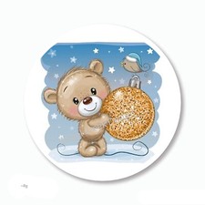 Bear w/Gold Christmas Ornament Scrapbook Stickers Envelope Seals Favors