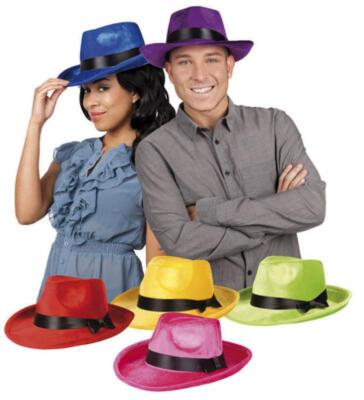 Gangster Bandit Disco Party Hippie Mafia Hut Popstar Trilby Kostüm Kleid Anzug