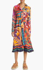 NWT $260 FARM Rio Scarves Long Sleeve Shirtdress, GRAPHIC SCARVES, sizes S + M!