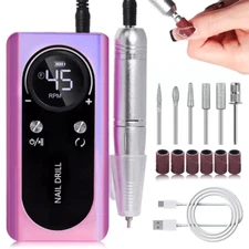 45000RPM Rechargeable Electric Nail Drill Machine Portable Manicure Pedicure Kit