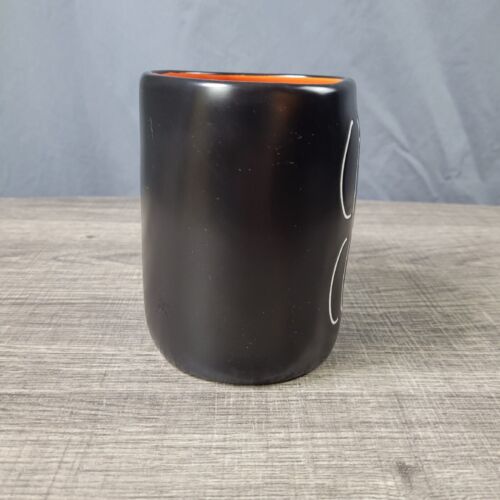 Rae Dunn Artisan Collection Black and Orange Ceramic Farmhouse Candy Coma Mug - Picture 2 of 6