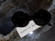 Janie and Jack Black Round Sunglasses W/Diamond Print Sides Size 4 YRS  UP NEW