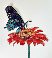 Butterfly and Flower Handmade Embroidered Patch