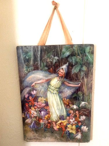 The Fairy Troupe Wall Hanging on Wood Backing Vintage Margaret W Tarrant 10 x 14