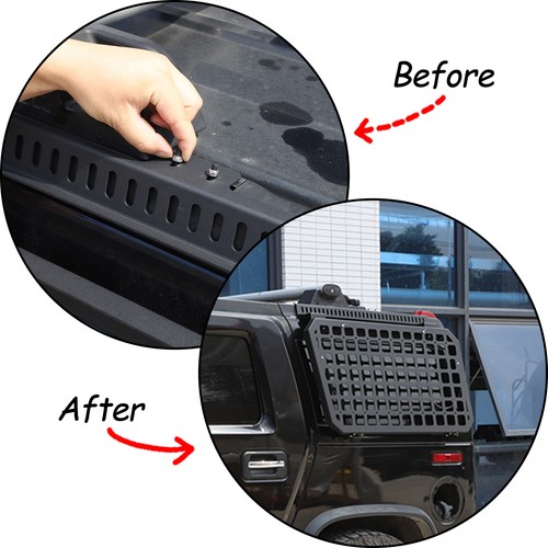 For Hummer H2 SUV 2003-2009 Aluminum Car Left Rear Window Fold Table Molle Rack - Picture 12 of 12