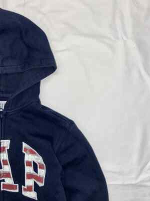 VINTAGE GAP USA FLAG ZIP UP HOODIE Y2K BIG LOGO MEN'S SIZE