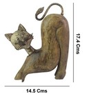 Handcrafted Vintage Wood Table Décor Cat Sculpture With Iron Head & Tail i71-637