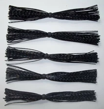 5 Custom Made D&J Lures Silicone Skirts(Black/Firecracker Glitr)Bass Fishing-NEW