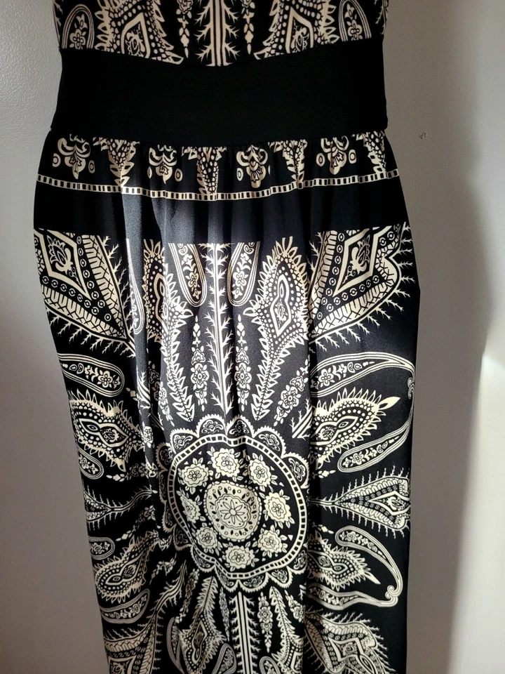 Maxi Vestido Maxi Maxi Cuello en V Estampado Negro Maxim Talla S Foto 4 de 4