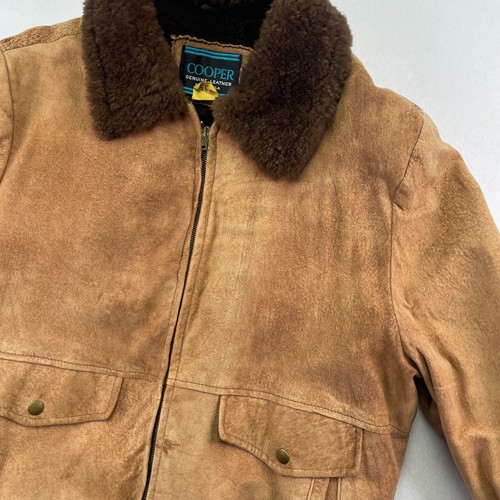 Vintage Cooper G-1 Bomber Fliegerjacke Herren 44 Braun USA Lammfell Wildleder Leder - Bild 6 von 16