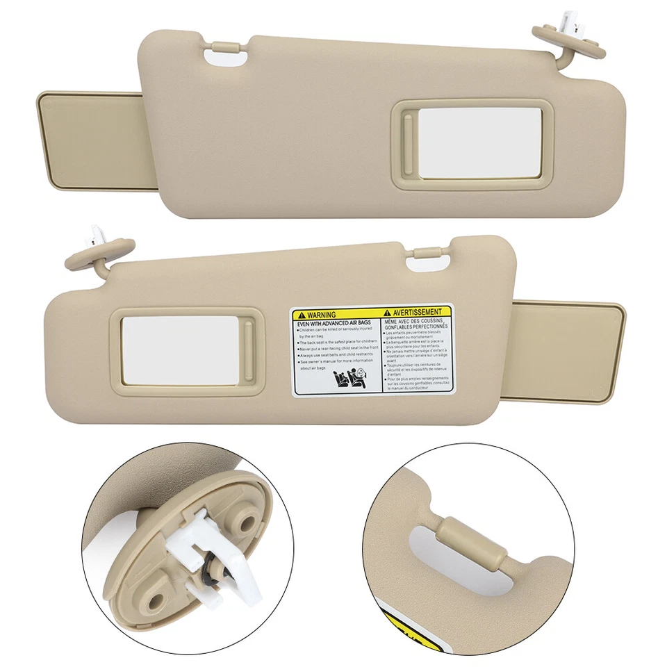 For Toyota Highlander 2008-2013 Beige Left + Right Car Sun Visor Pair W/ Sunroof Foto 2 de 4