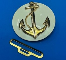 Nautical Boat Anchor - Retro Colors Gold Tone Round Belt Buckle With Clip