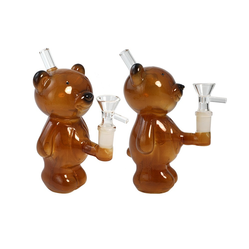 Big Smoking Water Bong Brown Bear Heady Tabacco Pipe Collectible Hookah 14mmBowl