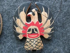 CLASSIC NORTHWEST COAST DESIGN, CARVED EAGLE WOODEN ORNAMENT,  WY-0523*03962