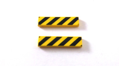 X2 Lego Part 2431p52 1 x 4 Printed Tile Warning Danger Stripe Pattern City Space