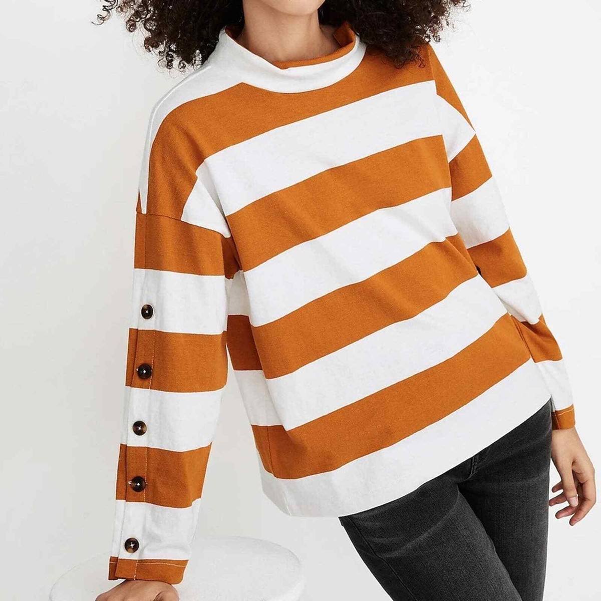 トップス Mame Raschel Stripe Jersey High Neck Top Striped turtleneck T-shirt - Teen Girl | MANGO OUTLET USA