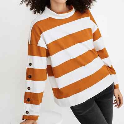 Turtleneck Tops Striped Long Sleeve Mock Neck Madewell Striped