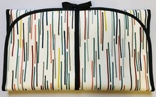 Baby Travel Changing mat Wipe  Clean Grey Multi Stripe Oilcloth Folding Padded 