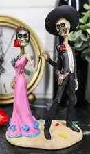 Day of The Dead Latin Tango Skeleton Couple Dancing Statue 5.75"HDias De Muertos