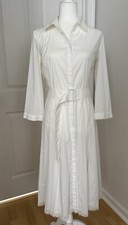 Elie Tahari White Belted With Split Dress Size S