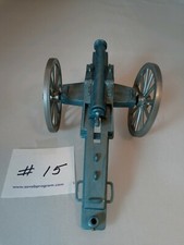 Vintage Union Civil War mini plastic Cannon metallic blue with grey wheels